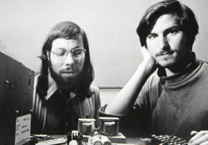 Steve Wozniak (left) and Steve Jobs (right) founders of Apple Computers at the forefront of the Computer revolution. 