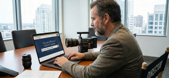 Film and television professional reviewing a self-sponsored EB-1 Green Card strategy with an immigration attorney during a consultation.