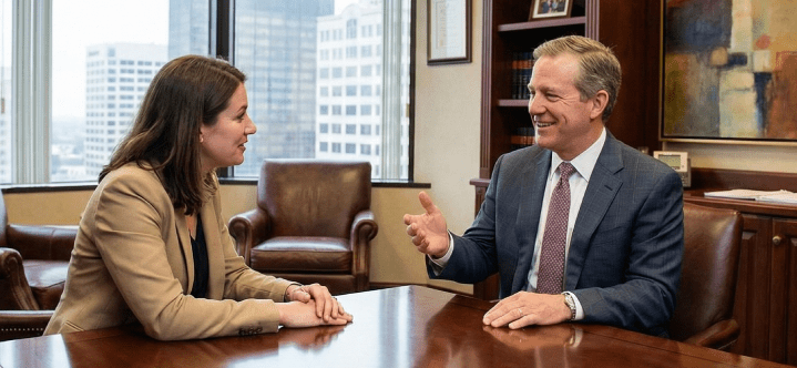 EB-1 immigration attorney consulting with client during U.S. green card strategy meeting