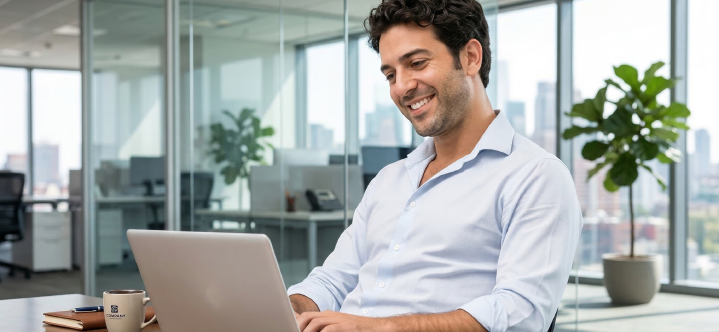 Young professional researching EB-1 extraordinary ability and U.S. immigration options on a laptop